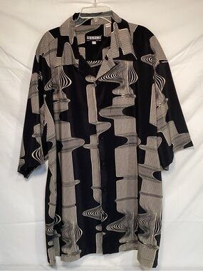 Mench Vintage All Over Print Short-Sleeve Button-Up Shirt Men’s Size XXL